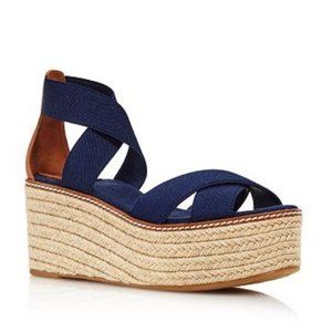 NIB TORY BURCH FRIEDA NAVY PLATFORM SANDALS 9.5
